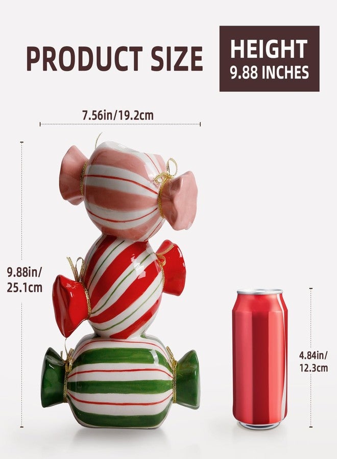 DIF DECO Unique Ceramic Vase,Candy Shape Aesthetic Vase Cute Christmas Decorative Flower Vase 9.88 Inch Modern Funny Vase for Home/Holiday/Weddings/Party Table Flower Decor - Image 2